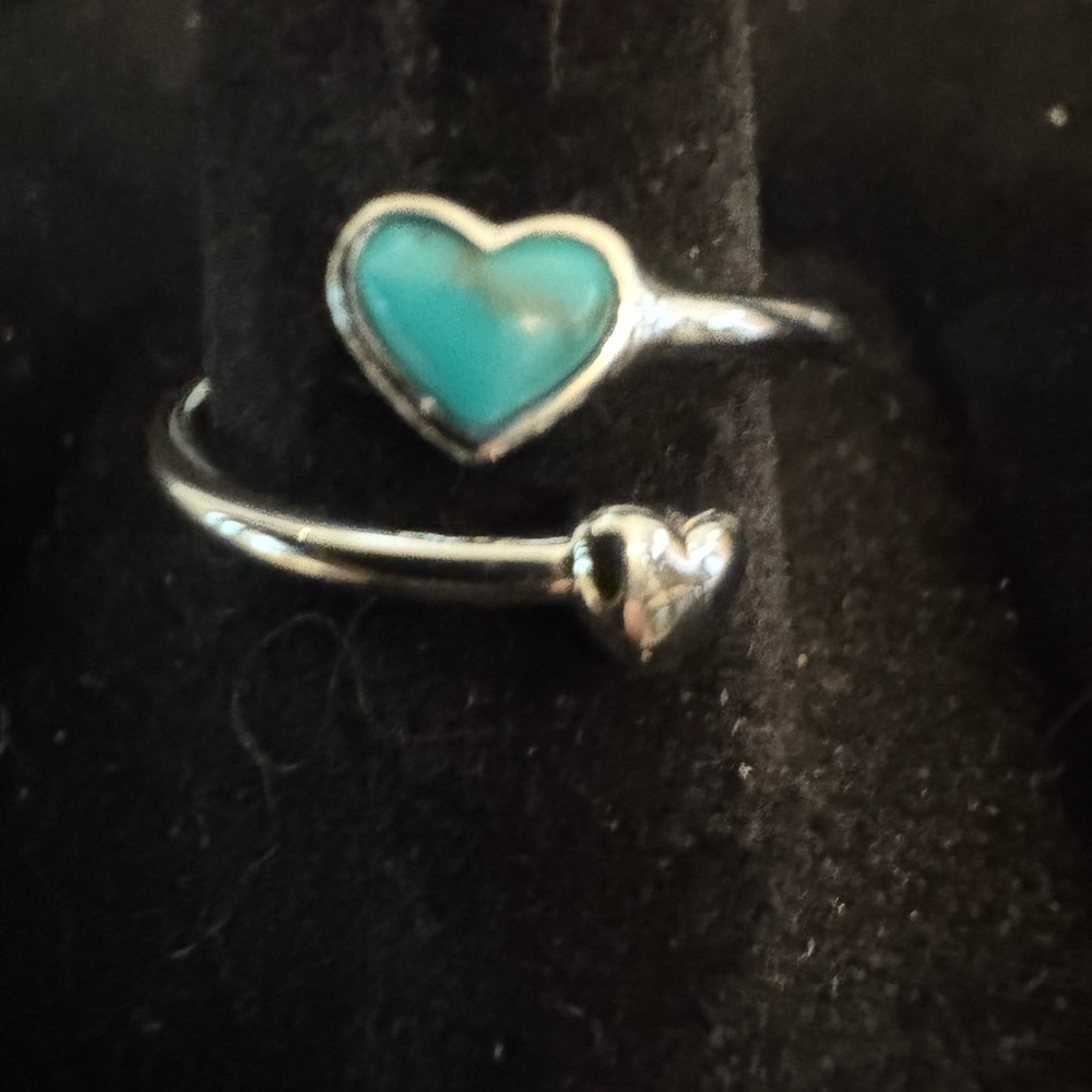 Sterling Silver‎ Heart Ring with genuine Turquoise Accent